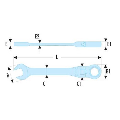  Metric articulated combination ratchet spanner, size 10 mm FACOM - FA22009-1 