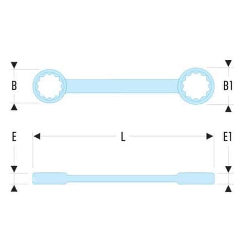  Sleutels met rechte ogen profiel Torx - Maat E10 x E12 FACOM - FA22795-1 