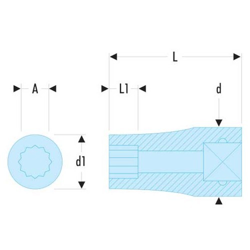 Metric 3/4 double hex sockets, size 35 mm - FA25882