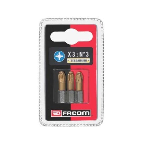  ED13T - Set of 3 FACOM High Perf' Titanium bits series 1 - 25 mm - Titanium for Pozidriv® screws - FA44011 