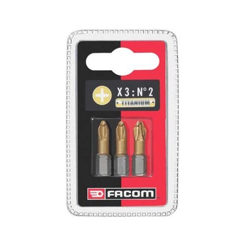  EP13T - Set of 3 High Perf' Titanium series 1 bits - 25 mm for FACOM® Phillips screws - FA44020 