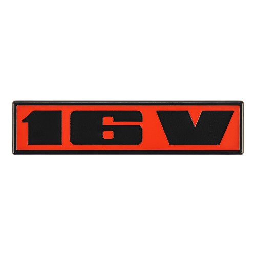  Logo 16V negro adhesivo sobre fondo rojo para el panel trasero del VW Golf 2 GTI 16V (08/1987-)  - GA01615 