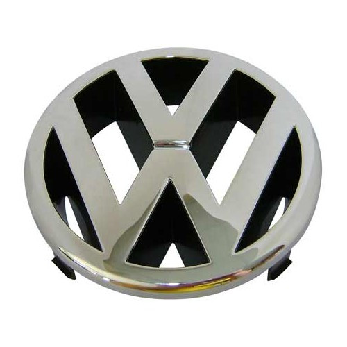  Logo VW 115mm chromé sur fond noir de calandre pour VW Golf 4 Berline Cabriolet et Variant (10/1997-06/2006) - GA01702 