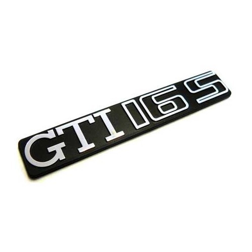  Emblema adesivo cromado GTI 16S sobre fundo preto do painel de instrumentos para VW Golf 2 GTI 16S (08/1985-10/1991) - GA01758-1 