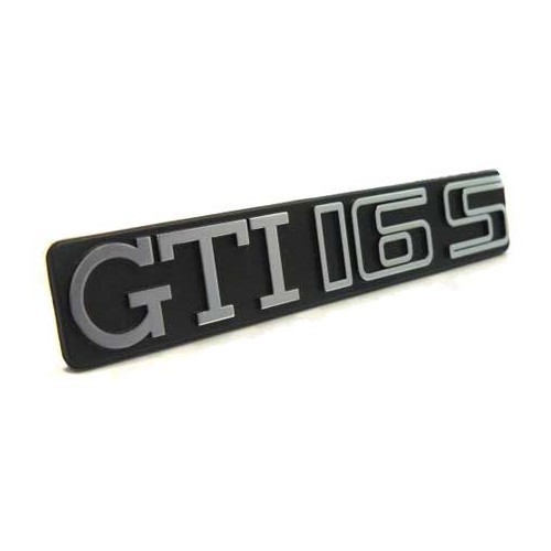  Emblema adesivo cromado GTI 16S sobre fundo preto do painel de instrumentos para VW Golf 2 GTI 16S (08/1985-10/1991) - GA01758 