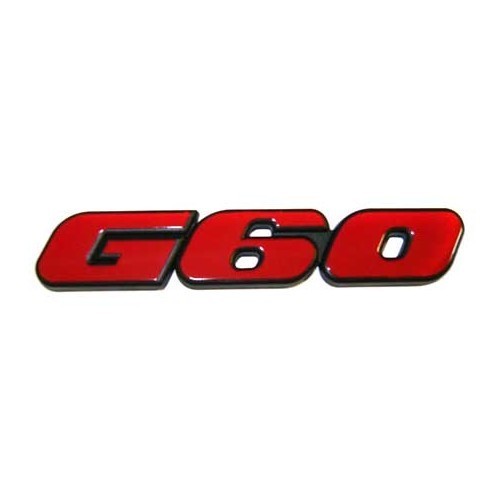  Sigle adhésif G60 rouge sur fond noir pour face arrière de VW Corrado G60 phase 1 et 2 (08/1988-07/1993)  - GA01764 