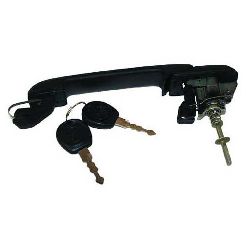  Textured black front door handle, left or right, with lock for VW Golf 3 and Vento  - GA13207-1 