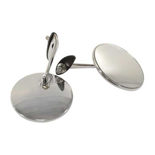 Pair of round mirrors in chrome-plated stainless steel - GA14949