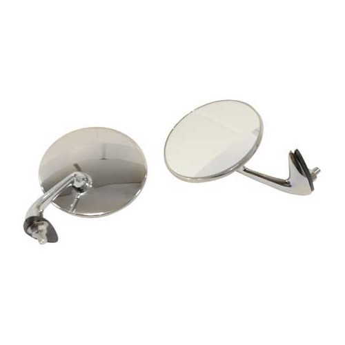 Pair of round mirrors in chrome-plated stainless steel - GA14949