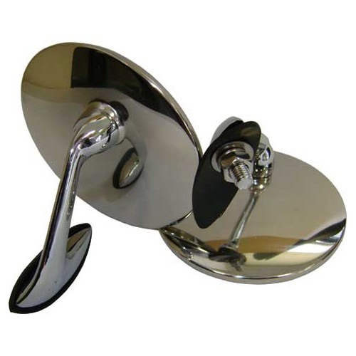 Pair of round mirrors in chrome-plated stainless steel - GA14949