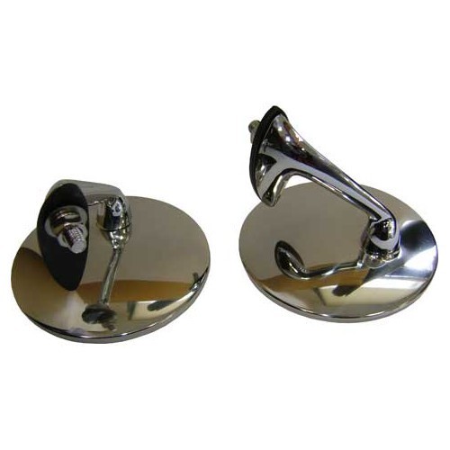 Pair of round mirrors in chrome-plated stainless steel - GA14949