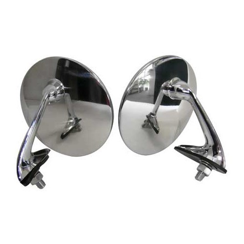     
                
                
    Pair of round mirrors in chrome-plated stainless steel - GA14949
