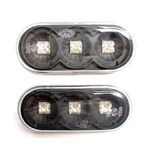  Repetidores de piscas LED ovais pretos - 2 peças - GA16703L 
