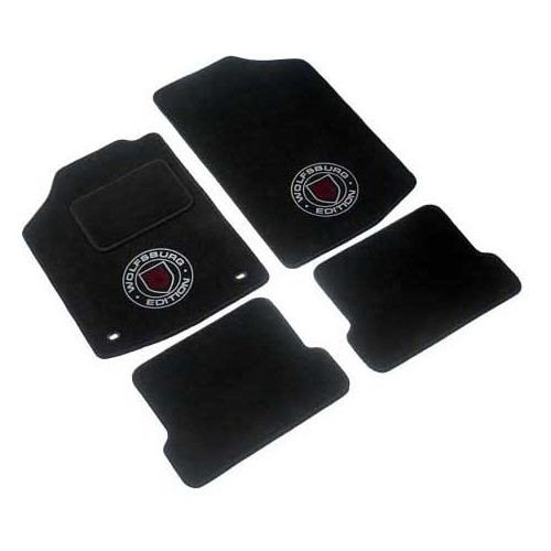  Tapis Ronsdorf luxe Noirs "Wolfsburg Edition" pour VW Golf 1 Berline - 4 pièces - GB26200 