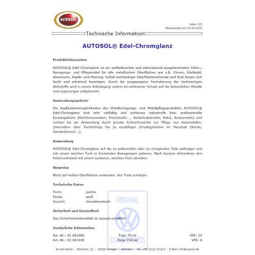  AUTOSOL Polierpaste für Metall - Tube - 75ml - GC40035-2 