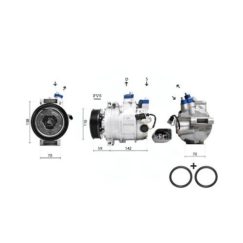  Compressor de ar condicionado, montagem Denso, para Golf 5 e 6 - GC58104 