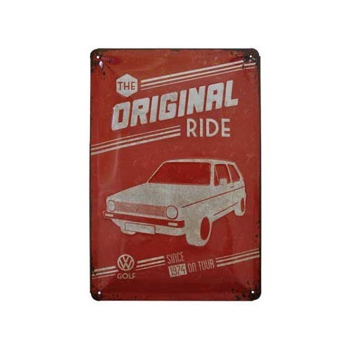  Placa metálica vermelha em relevo Golf 1 "The original ride" - GF01500 