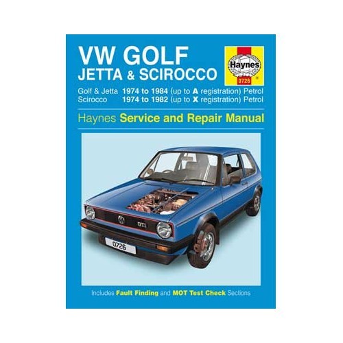  Revue technique pour Volkswagen Golf 1, Jetta 1 et Scirocco 1 Essence 74->84 - GF02100 