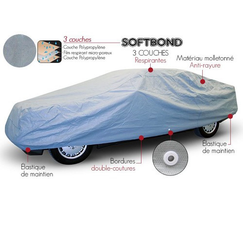 Housse de protection mixte extérieur et intérieur SOFTBOND semi-sur-mesure  pour VW Polo 3 6N1 et 6N2 - GK35610 