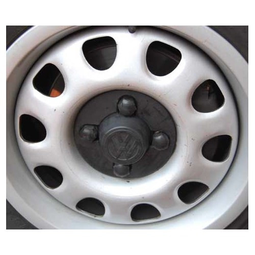Disco coprimozzo piccolo VW in plastica nera per cerchioni in lamiera - GL30700