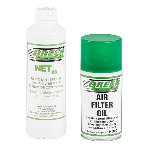 Kit d'entretien pour filtres à air Green 500ml + Huile aérosol