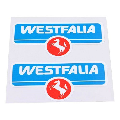  WESTFALIA stickers 100 x 45mm voor VOLKSWAGEN COMBI BAY VENSTER (1968-1979) - Het paar - KA08000 