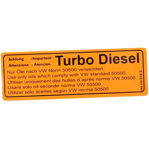  Autocollant d'information Turbo-Diesel pour VOLKSWAGEN Transporter T25 (05/1979-07/1992) - KA08063 