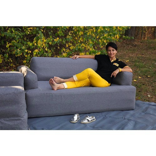  Grau meliertes aufblasbares Sofa für 2 Personen mit integrierter 230v-Pumpe - KA10305-1 