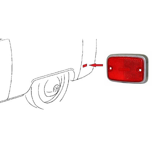  Lentille réflecteur latérale arrière pour Bay Window US 71 >72 - rouge / argenté - KA12004 