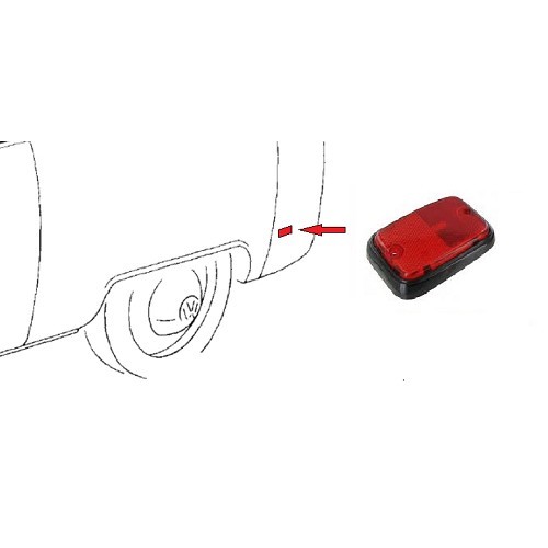  Lentille réflecteur latérale arrière pour Bay Window US 73 >79 - rouge / noir - KA12006 