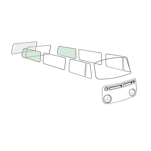     
                
                
    Lunotto oscurato verde per VOLKSWAGEN Combi Bay Window (08/1967-07/1979) - KA13097

