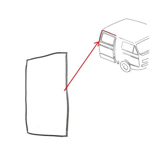     
                
                
    Rear right side door seal for VOLKSWAGEN Transporter T25 pick-up double cab (05/1979-07/1992) - KA13173
