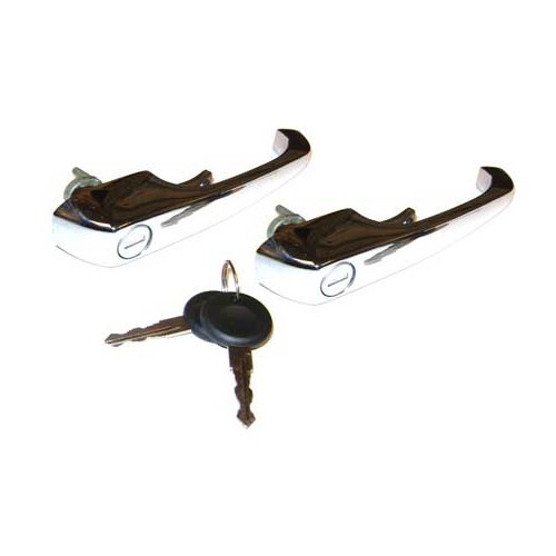  Kit de 2 tiradores cromados con llaves para puerta delantera para Combi 69 -&gt;79 - KA132002 