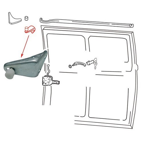  Brazo superior de puerta corredera superior para Combi VW Bay Window 68 ->79 - KA13260 