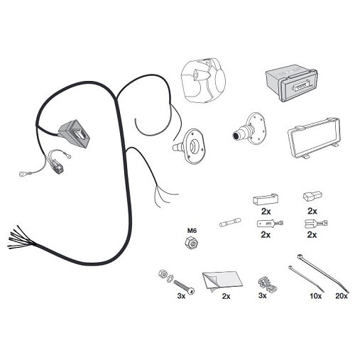  7-pin wiring for Volkswagen Transporter T6 without trailer hitch preparation (04/2015-) - KA13488-1 