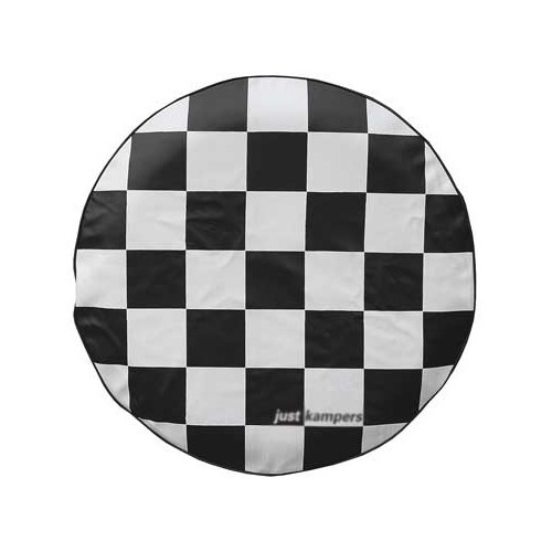  Custodia a scacchi neri e bianchi per ruota di scorta 14-15 - KA19006 