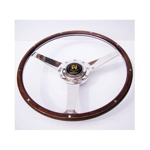  AAC 17" wooden steering wheel with polished aluminium solid spokes - KB00513-1 