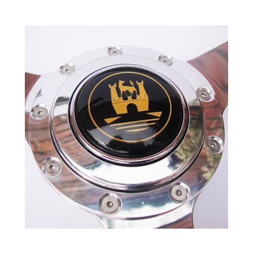  AAC 17" wooden steering wheel with polished aluminium solid spokes - KB00513-3 