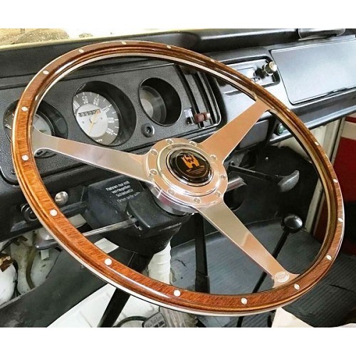  AAC 17" wooden steering wheel with polished aluminium solid spokes - KB00513-4 