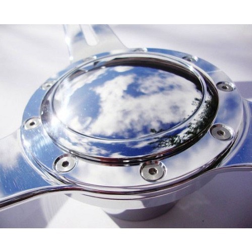  AAC 17" wooden steering wheel with polished aluminium solid spokes - KB00513-5 