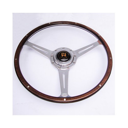  AAC 17" wooden steering wheel with polished aluminium perforated spokes - KB00514-1 
