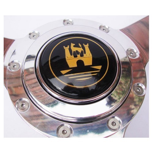  AAC 17" wooden steering wheel with polished aluminium perforated spokes - KB00514-2 