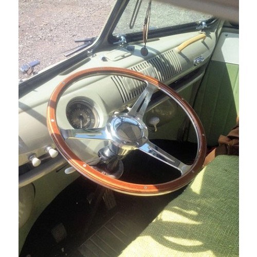 AAC 17 wooden steering wheel with polished aluminium perforated spokes - KB00514