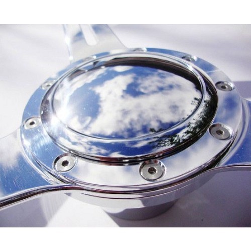 AAC 17 wooden steering wheel with polished aluminium perforated spokes - KB00514