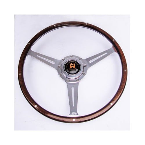  AAC 17" wooden steering wheel with polished aluminium perforated spokes - KB00514 