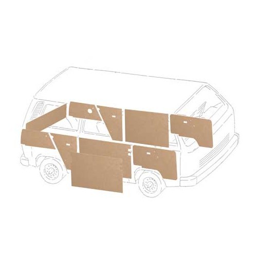  Kit of 9 wood panels for VW Transporter T25 from 1979 to 1984 - KB22500-1 