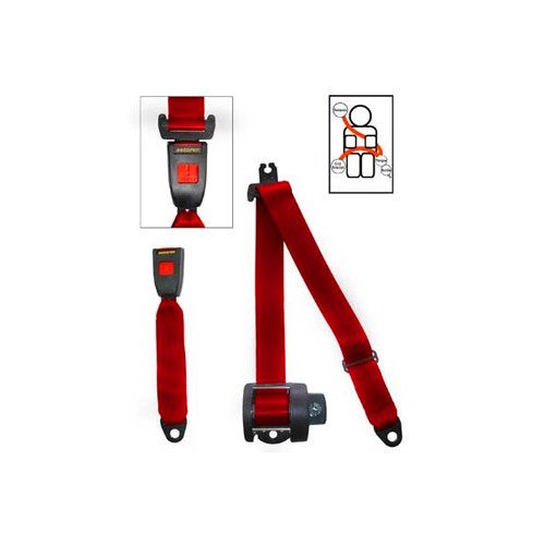 1 red 3-point SECURON rearseat belt with reel for T25 - KB38031 