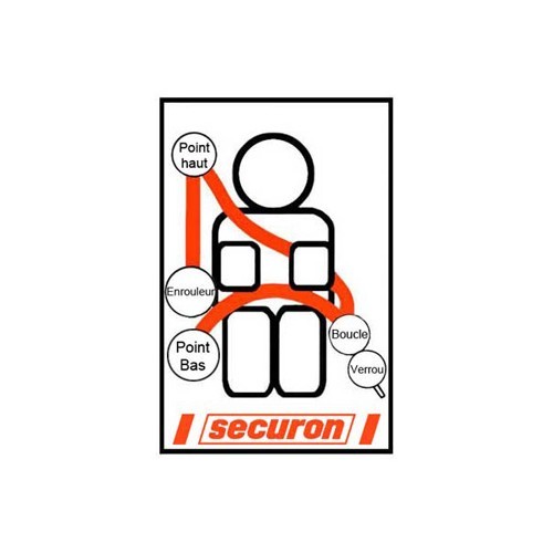  Roter SECURON 4-Punkt-Frontgurt mit Aufrollmechanismus für T25 - KB38091-1 