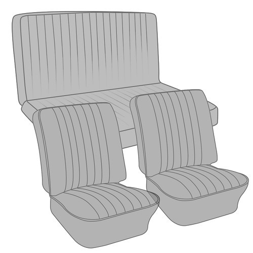  Housses de sièges TMI en vinyle gaufré couleur pour Karmann-Ghia Coupé 56 ->60 - KB431521G 