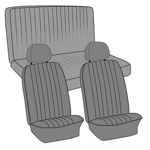  Fundas asientos TMI en vinilo de color liso para Karmann-Ghia Coupé 69 -&gt;71 - KB431526L 